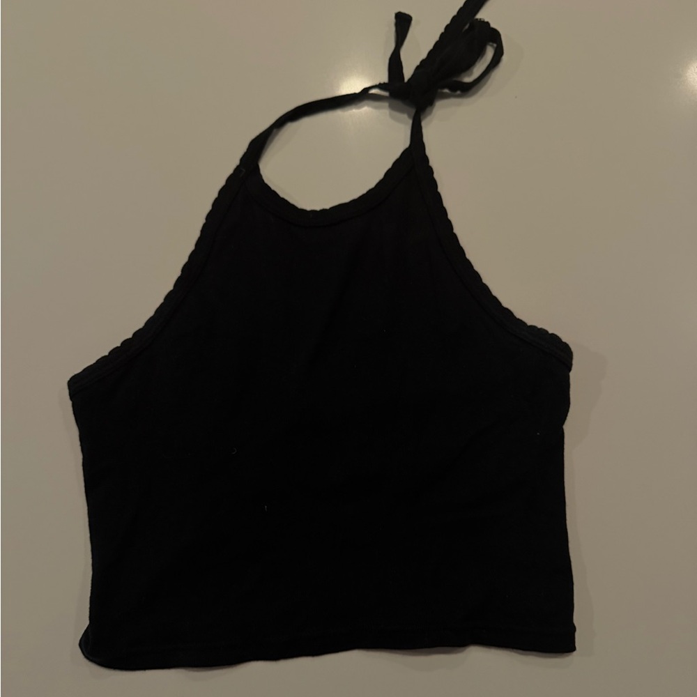 Urban Outfitters Black Crop Tie Front Tank Top